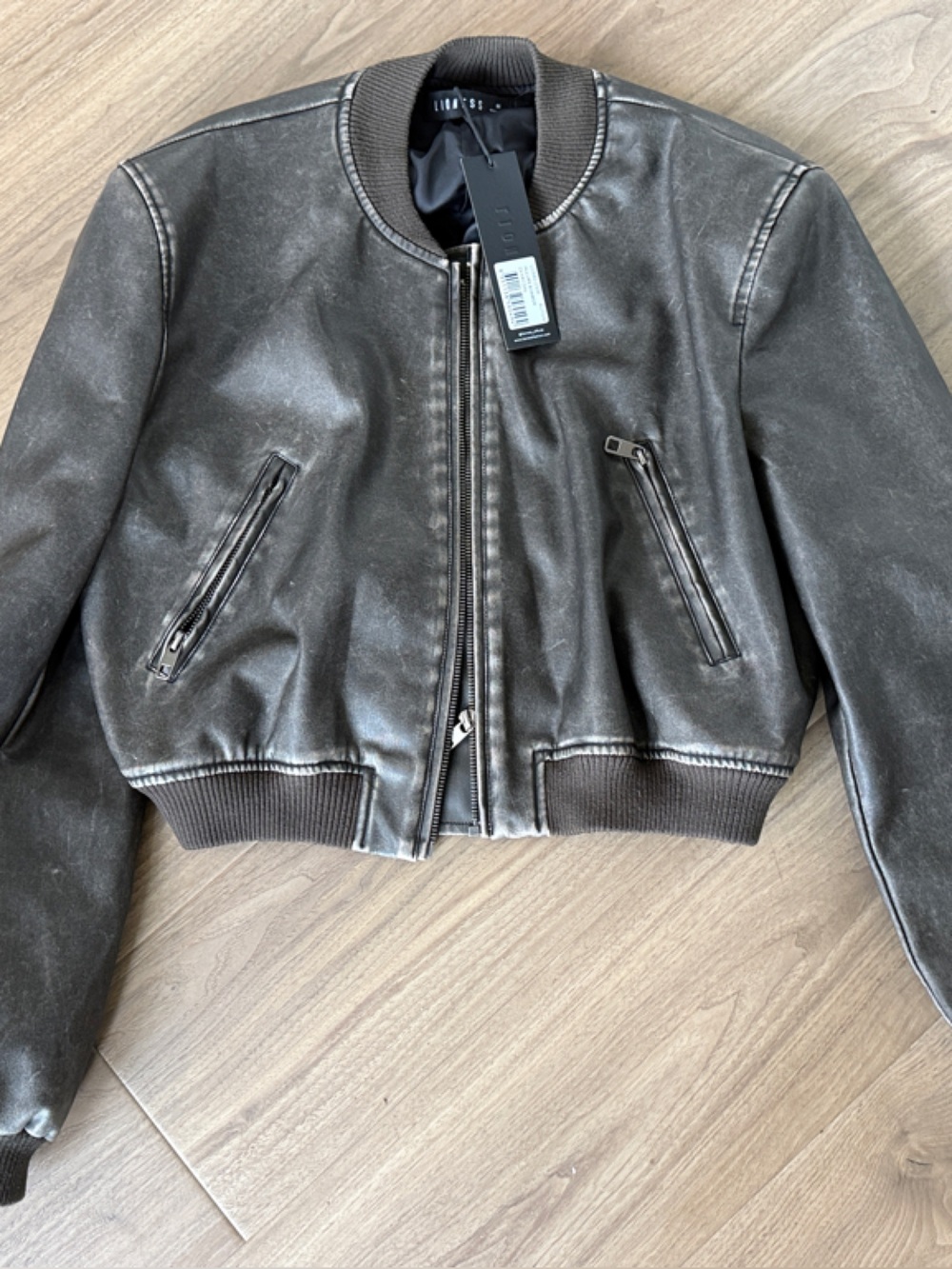 Lioness Black Faux Leather Bomber Jacket